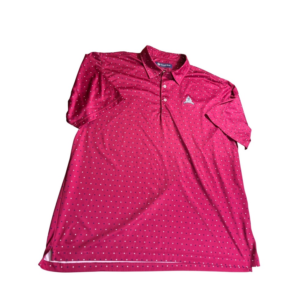 Donald Ross Congressional Golf Polo Mens XL Deep Red Star Print Performance